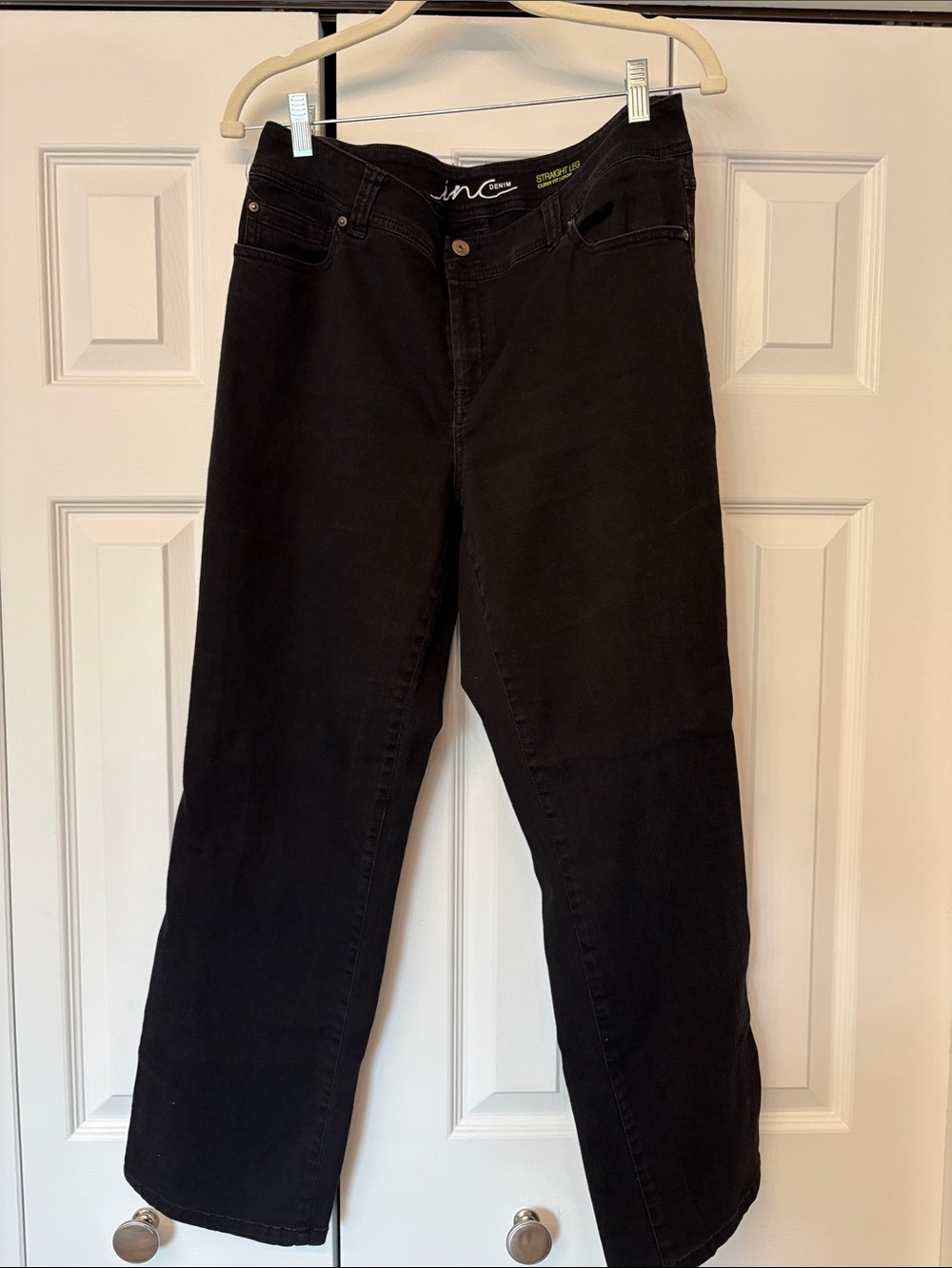 INC International Concepts Womens Size 14 Black Curvy Fit Straight Jeans